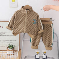 Nova primavera outono roupas do bebê menino ternos crianças imprimir letras casaco calças 2 pçs/set criança casual crianças roupas de moda 0-5years