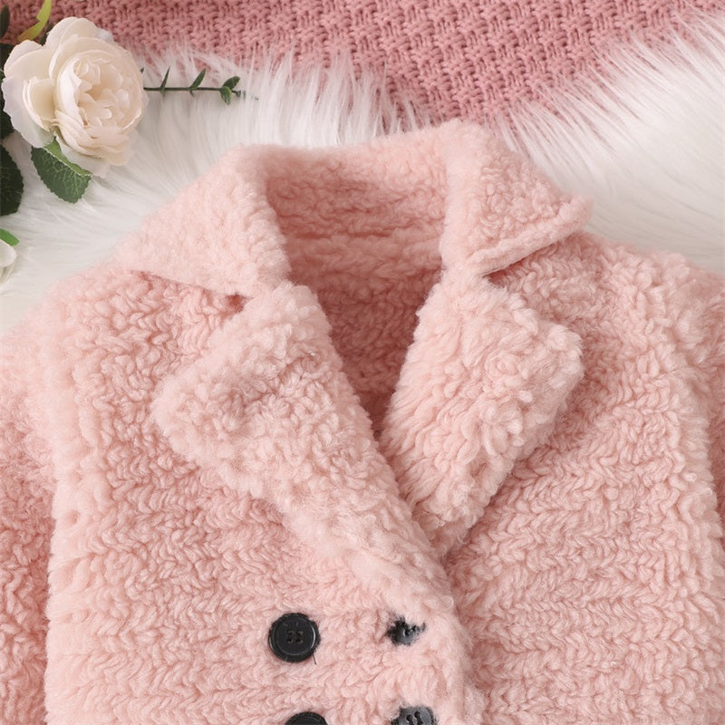 Lioraitiin criança bebê menina outono inverno roupas sherpa trench coat velo vestido de princesa casaco jaqueta crianças sobretudo