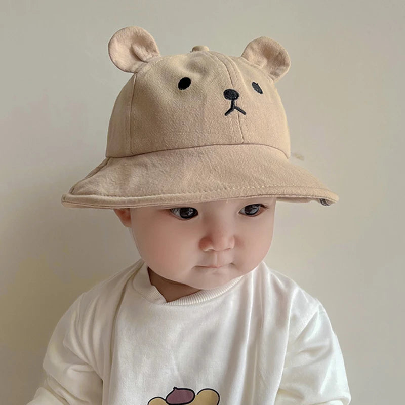 Chapéus de bebê dos desenhos animados para meninas urso bonito com orelhas chapéu bebê infantil pescador boné crianças balde chapéus para criança recém-nascido chapéus crianças