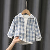 Crianças roupas coleção primavera meninos listrado manga longa camisa xadrez elegante e confortável crianças casacos casuais