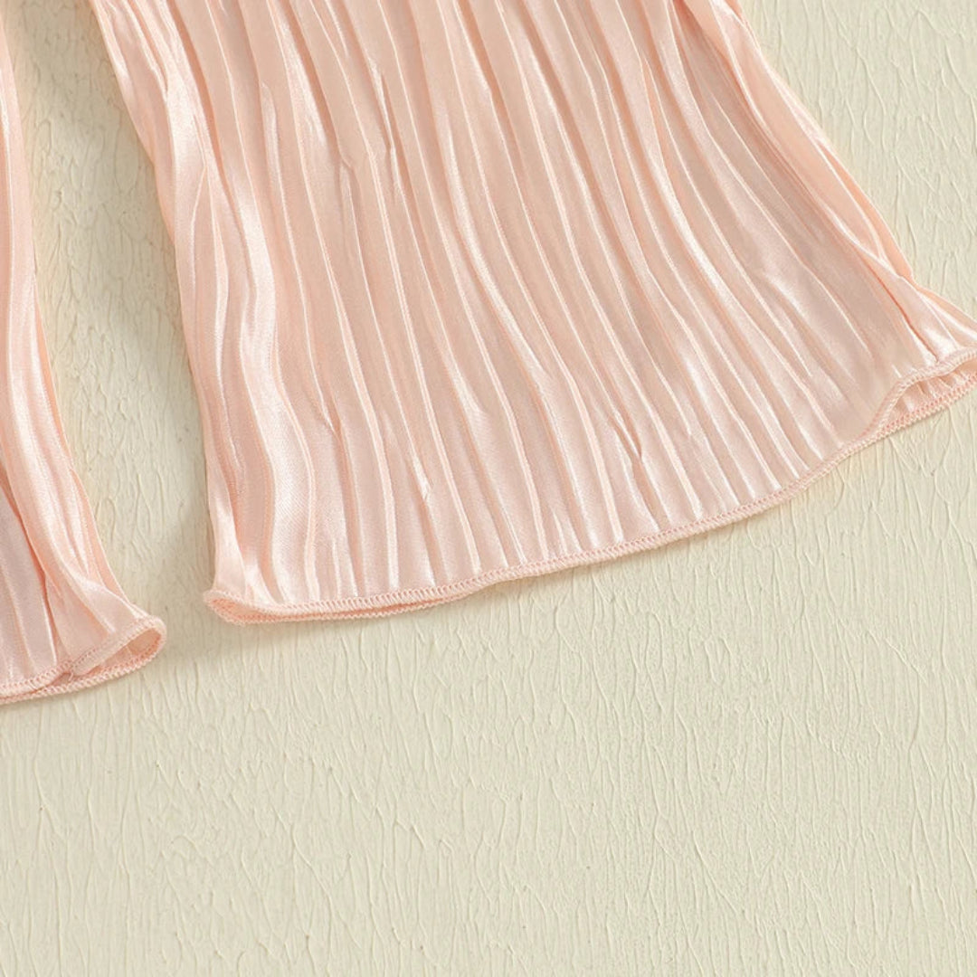 Pudcoco Conjunto de 2 peças de roupa de verão para bebês meninas com babados sólidos e tops sem mangas e calças com textura ondulada 0-4T