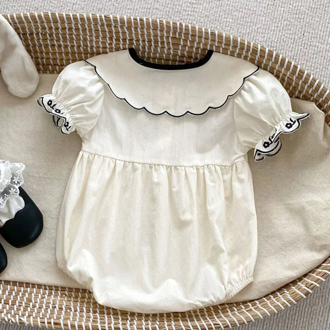 2024 novo verão bebê recém-nascido menina macacão de manga curta algodão bordado infantil bebê meninas macacão 0-24m roupas do bebê meninas