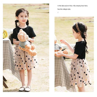Gaze infantil inchado princesa vestido, estrelas de aniversário, moda casual feminina, elegância para festa, crianças de 1 a 7 anos, verão
