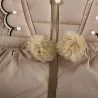 Crianças outono inverno grosso casaco de algodão crianças meninas quente pérolas jaqueta gola de pelúcia com capuz à prova de vento outwear 1 a 6 anos de idade