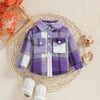 Outono menino menina casaco coreano novas crianças neutro xadrez lapela lã camisa de manga comprida moda cardigan curto