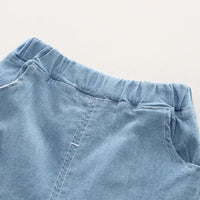 Novas crianças moda meninos denim conjuntos de roupas casuais camisas listradas shorts 2 pçs crianças terno ao ar livre da criança terno 0-5 anos