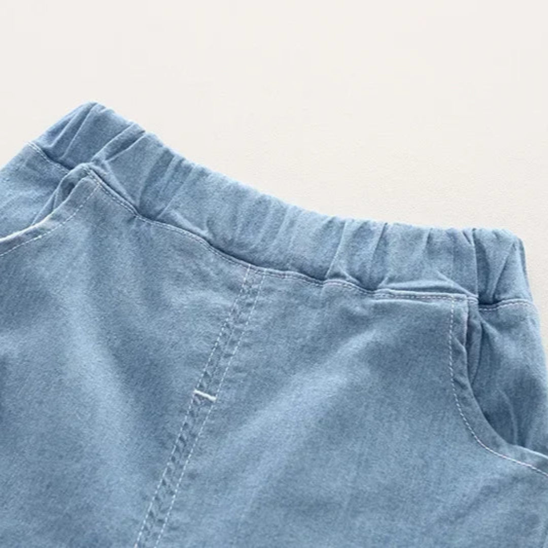 Novas crianças moda meninos denim conjuntos de roupas casuais camisas listradas shorts 2 pçs crianças terno ao ar livre da criança terno 0-5 anos