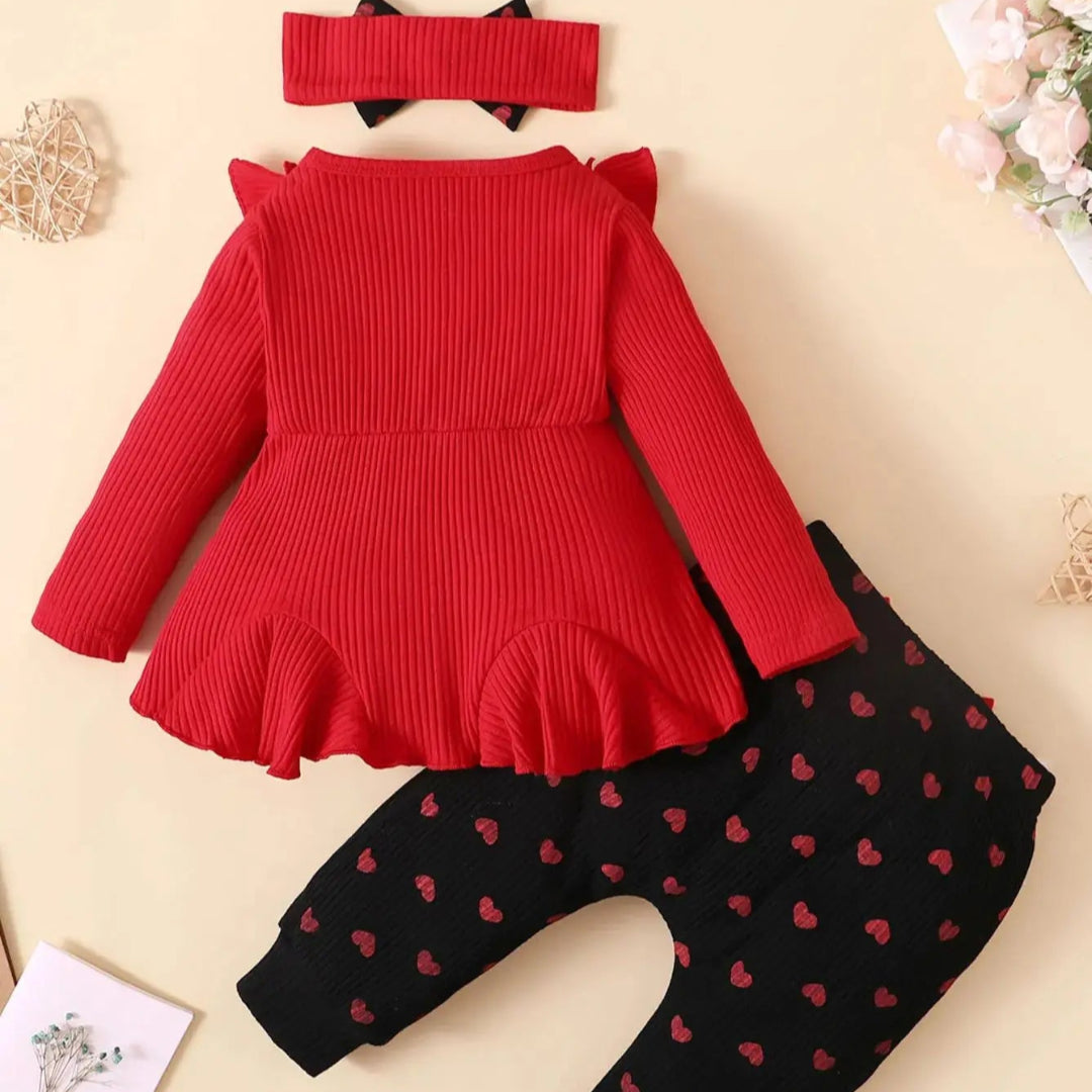 0-2 anos de idade bebê recém-nascido gilr primavera e outono em torno do pescoço manga comprida estilo princesa amor impresso calças conjunto moda
