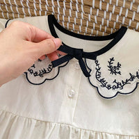 2024 novo verão bebê recém-nascido menina macacão de manga curta algodão bordado infantil bebê meninas macacão 0-24m roupas do bebê meninas