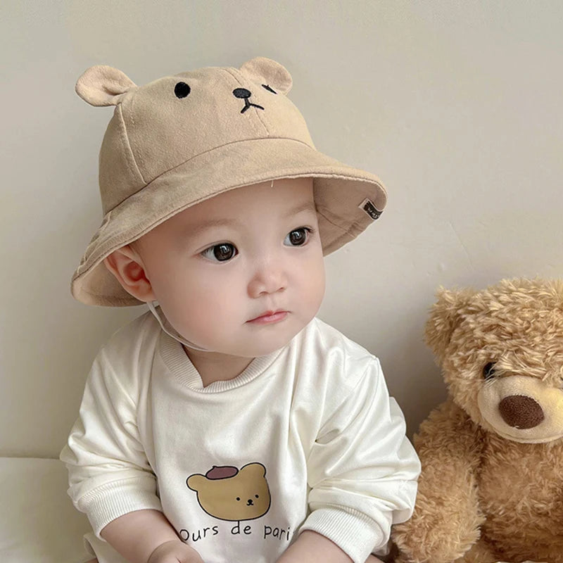 Chapéus de bebê dos desenhos animados para meninas urso bonito com orelhas chapéu bebê infantil pescador boné crianças balde chapéus para criança recém-nascido chapéus crianças